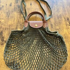 LONGCHAMP LE PLIAGE FILET MESH BAG in GREEN